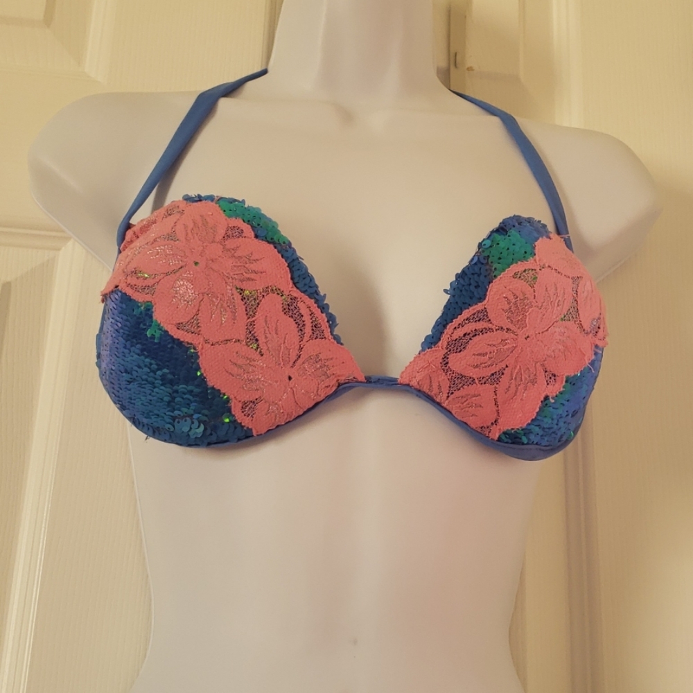 Pinkini sequins bikini  top only, medium size